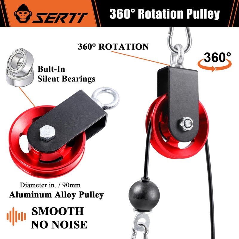 SERTT [1 Pack] Cable Pulley Wheel for Home Gym Pulley System, Upgraded 90mm Aluminium Alloy Gym Pulley for Maximum 660LBS Load - Image 5